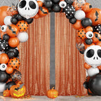 Sugargirl Orange Sequin Backdrop Curtain 2 Panels 2FTx8FT Glitter Orange Background Drapes Sparkle Photography Backdrop for Party Wedding Birthday Wall Decoration