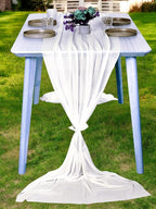 MDS 2 Pack 10ft Chiffon Table Runner 29 x 120 Inches Sheer Wedding Runner Romantic Rustic Table Runner for Wedding Decorations, Birthday Parties, Bridal Shower Party Arch Decor - Ivory