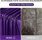 20x10ft Thick Purple Glitter Backdrop Curtain Panels for Parties, Wrinkle Free Sequin Sparking Photo Backdrop Drapes, 4 Panels 5x10ft Shimmer Back Drop Cloth for Wedding Birthday Photography