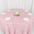 Efavormart 120" Wholesale Round Table Cover Blush Grandiose Rosette 3D Satin Tablecloth for Wedding Party Event Decoration
