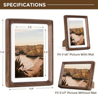 5x7 Wooden Picture Frames USA-Sourced Natural Walnut Wood Solid Wood Photo Frame Handcrafted Rounded Corner with Mat to 4x6 Picture Display with Real Glass Family Picture, Wedding Picture