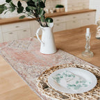 Snycler Table Runner Boho Table Runners Vintage Elegant Farmhouse Table Center Linen Decor for Home Dining Party Entrance (13x108 Inch) Light Pink