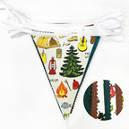 32Ft Camping Party Decorations Green Brown Camper Triangle Flag Fabric Banner Pennant Garland Streamers for Camping Birthday Glamping Baby Shower Campfire Adventure Woodland Travel Party Decor
