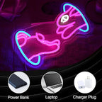 Easter Bunny Neon Sign Trendy Bunny Crossing Hole LED Light Sign for Wall Decor Dimmable Pink Rabbit Neon Light Sign for Bedroom Classroom Bar Man Cave Birthday Party Easter Gift Boy Girl