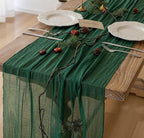 Table Runner Emerald Green Cheesecloth Gauze 120 Inch 10 FT Rustic Boho Cheese Cloth Table Decor for Wedding Baby Bridal Shower Party Long Sheer Vintage Christmas Decorations