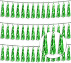 3P Metallic Fringe Tassel Banner Garland Foil Tinsel Streamer Wall Hanging Curtain Backdrop Banner for Parade Floats, Graduation Decorations, Father's Day Party Decoration(Green)