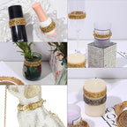 Rhinestone Ribbon 3 Yards Self Adhesive Rhinestone Strips Diamond Ribbon Sticker Crystal Roll Glitter Bling Rhinestones Tape for Crafting DIY Art Decoration (Gold,0.4 Inch)