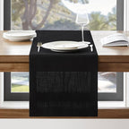 ZeeMart Linen Textured Border Table Runner, 14 x 48 Inch Black, Farmhouse Style Black Table Runners 48 Inches Long, Easy Care Everyday Polyester Table Runner