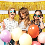 4 Pack 10 Feet Gold Foil Fringe Garland Metallic Tinsel Streamers Banner Wall Hanging Curtain Backdrop for Parade Floats, Wedding, Graduate, Mother's Day, Birthday Party Decoration