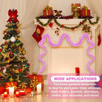 50 Feet Macaron Pink Christmas Tinsel Garland, Metallic Foil Twist Banner Wall Hanging Tinsel Streamers Backdrop for Parade Floats, Christmas, Mother's Day, Birthday Party Decorations(2in x 50ft)