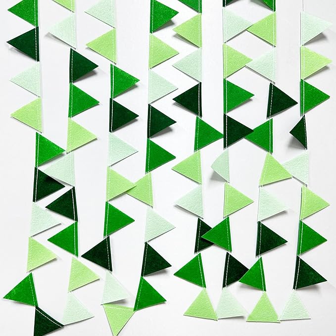 Green Party Decorations Ombre Green Felt Hanging Triangle Mini Bunting Pennant Banner Flag for Birthday Wedding Baby Shower Engagement Spring Summer St Patrick's day Party Classroom Nursery Decor
