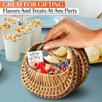 Small Flower Girl Basket Set of 2 – Small Wicker Basket with Handle & Waterproof Lining (6.3" х 5.12" х 3.75") Rustic Style for Wedding Flowers, Sweets & Gifts – Compact, Lightweight & Multifunctional