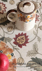 ISAENNE Designer Provence Floral Small Round Tablecloth,Linen Colorful Washable Indoor Table Cloth,Durable Home Decor Tablecloths for Dining Thanksgiving Kitchen Christmas,Diameter 55"-Ratina