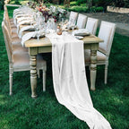 10 Pack 10ft Pure White Chiffon Table Runners Wedding Table Runner Sheer Romantic Tulle Table Runner for Christmas Wedding Bridal Tea Party Baby Shower Birthday Party Table Decorations(120 x 12 in)