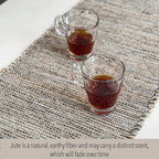 Chardin home Natural Jute Table Runner 13x108 Inch – Vintage Boho Rustic Table Decor – Handwoven Long Table Runner in Natural Jute and Grey – Farmhouse Dining or Console Table Accent