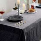 EVERLY 100% Pure Linen Rectangle Tablecloths 60x108Inches for Dining,Buffet Parties,Picnic,Events,Weddings and Restaurants,Decorative Halloween,Thanksgiving Machine Washable Tablecloths-Dark Grey
