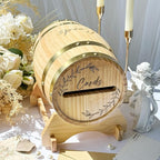 OurWarm Wooden Wedding Card Box for Party with Base, Whiskey Barrel Card Box for Wedding, Rustic Envelopes Gift Money Box Holder for Reception Graduation Baby Shower Birthday Party Decorations