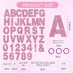 BEISHIDA 116 PCS A-Z Glitter Pink DIY Letter Banner Kit Make Your Own Banner，Including 111 Letters and Numbers 3 Rope and 2 Threading Device,Customized for Birthday Graduation Wedding Party Decor