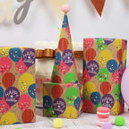 LaRibbons Birthday Wrapping Paper Roll for Kids, 30 Inch x 33 Feet (83 sq. ft. ttl.) Kraft Gift Wrap Paper with Colorful Balloon Pattern for Baby Shower Holiday Party