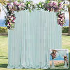 MYSKY HOME Light Green Backdrop Curtains for Parties, Weddings, Stage & Photography - 5ft x 10ft, 2 Panels