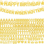 167Pcs DIY Glitter Customizable Banner Kit Custom Banner Happy Birthday Personalized Letter Banners Decor for Christmas Baby Shower Birthday Party Decorations Supplies(Glitter Gold）