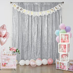 Sugargirl Silver Sequin Backdrop Curtain 2FTx8FT Glitter Background Drapes Sparkle Photography Backdrop for Party Wedding Birthday Wall Decor（2 Panels,Silver