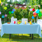 QZYL 12 PCS SkyBlue Plastic Tablecloths, 54 in x 108 in Dinner Table Cloths, Rectangle Table Cover for Birthday Party Family Gathering Wedding