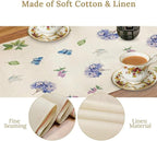 Spring Hydrangea Flower Table Runner, Seasonal Summer Plants Watercolor Florals Butterfly Dinner Runner for Home Kitchen Dining Table Party Holiday Decoration 13"x70"
