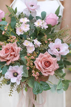 Serra Flora Artificial Greenery Stems Box Set,(Pack of 44pcs) with 9 Kinds of Faux Pink Green Filler for DIY Bridal Bouquets Wedding Floral Arrangement Table Centerpieces