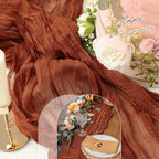 Aktor 4 Pack Terracotta Table Runner Boho Cheesecloth Table Runner Semi Sheer Gauze Fabric Runners for Wedding Birthday Baby Shower Party Boho Table Decoration（Terracotta）