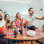 200 Pcs Paper Popcorn Bags Bulk 2 oz Large Flat Bottom Boxes Red and White Disposable Container Sleeve Movie Night Popcorn Bucket for Retro Movie Themed Party Carnival Supplies (Red and White)