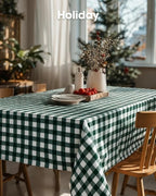 Pureegg Plastic Table Cloth Disposable 10 Pack, 54 x 108 Inch Table Cloths, Party, Picnic, Decorative Gingham Tablecloths, Rectangle, Green and White Checkered Cover, Leakproof & Sturdy, Green Plaid