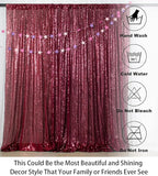 ShiDianYi 6x8FT Sequin Photo Backdrop Sparkle Fabric Window Curtains- Burgundy Glitter Backdrop for Wedding Birthday Christmas Party Decor, Bridal Shower