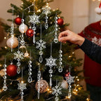 40pcs Christmas Ornaments Set for Tree Decorations- Hanging Acrylic Crystal Snowflake Christmas Decorations Icicle Drop Ornaments for Winter Christmas Tree New Year Party Supplies