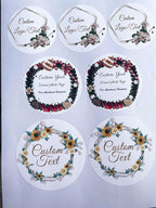 Custom Stickers for Weddings, Birthdays & Businesses - Personalized Labels with Your Logo - Waterproof, Fade and Heat Resistant - Pack of 100-1000 (Wreath P, 1.5 Inch)
