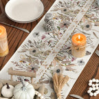 Artoid Mode Wildflower Leaves Floral Fall Table Runner, Autumn Thanksgiving Kitchen Dining Table Decoration for Indoor Outdoor Home Party 13x108 Inch