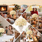 U'Artlines 20 Heads Artificial Peony Silk Flower Leaf Home Office Wedding Party Festival Bar Decor (Champagne)