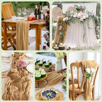 Asee'm 6pcs Cheesecloth Table Runner 120 Inches Long Khaki Boho Gauze Cheese Cloth Runner 10FT Rustic Sheer Table Runners for Christmas Wedding Party Baby Shower Spring Easter Decoration