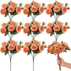 8 Bundles Artificial Peonies Flowers Boho Faux Flowers Arrangements Artificial Centerpiece Spring Bouquet Floral Wedding Decoration for Vase(Orange)