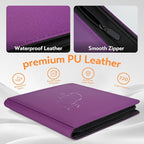 SMYV 12 Pocket Trading Card Binder, Premium PU Cover Card Binder for 720 Cards, Ringless Side Loading Card Collection Album Folders for MTG, TCG, Game Cards & Sports Cards (Purple)