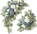 Wedding Sign Faux Flower Swag (Pack of 2) for Ceremony Party Reception Entrance Floral Decor Wall Easel Stand for Wedding Poster Welcome Sign(Blue)