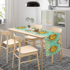 Retro Sun Moon Table Runner, Phase of The Moon Vintage Cloud Table Runner for Kitchen Dinner Living Room Table Runner Yellow Floral, 13x70 Inch Yellow Blue