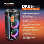 The Platinum DK65 Bluetooth Party Speaker, Karaoke Machine for Adults with 2 Wireless Microphones and Powerful bass & subwoofer, RGB Lights, Features Over 23k Songs for Outdoor & Home