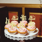 Sotpot 24PCS He Asked She Said Yes Cupcake Toppers With Heart Gold Glitter for Wedding Bridal Shower Wedding Engagement Party Cake Decorations