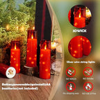 Flameless Candles with Embedded Star String - Battery Operated LED Candles, with Remote,12 Red Flickering Candles for Christmas, Weddings, Home Decor & Party,(D 2.3"×H 5" 6" 7")