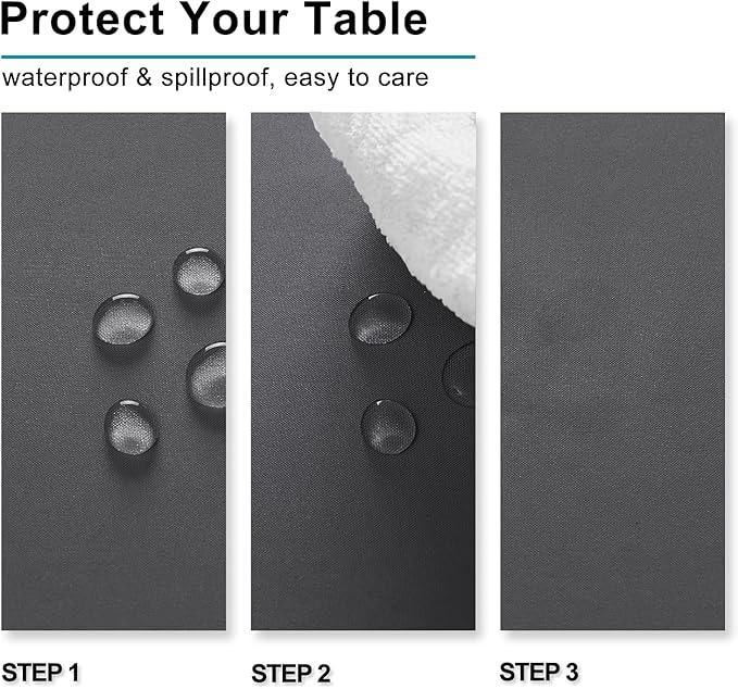 Hiasan 2 Pieces Square Tablecloth - Waterproof and Spillproof Dining Room Washable Polyester Table Cloth for Dining Room, 40 x 40 Inch, Grey