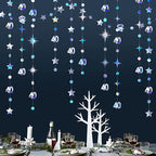 Iridescent 40th Birthday Decorations Number 40 Circle Dot Twinkle Star Garland Metallic Hanging Streamer Bunting Banner Backdrop for Women Mens 40 Year Old Birthday Forty Anniversary Party Supplies
