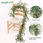 Mizii Fall Garland Artificial Flower Garlands 6 Feet Fake Wildflower Floral Garland Hanging Vines Flowers Decorations for Mantle Table Centerpieces Room Wall Fireplace Wedding Fall Decor (Green)