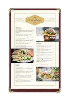 Goodsmart Restaurant Menu Covers – 25 Pack Burgundy 2-View, Top-Loading Menu Holders, Vinyl & Plastic Café Menu Covers, Clear Menu Sleeves, Fits 11" x 17" & 8.5" x 11", Gold Corners