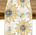 Chrysanthemum Vintage Floral Table Runner, Elegant Grunge Orange Sunflower Spring Summer Elegant Pattern Artichokes Flower Table Runner for Party Kitchen Dining Living Room Decor, 13x120 Inch
